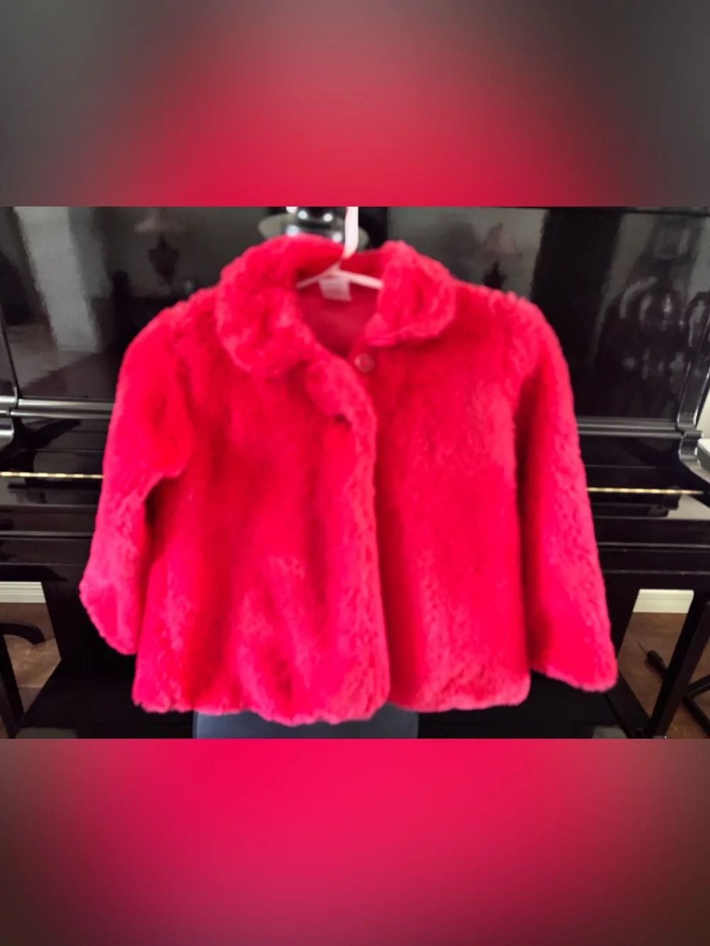 Baby Essentials Plush Red Faux Fur Jacket